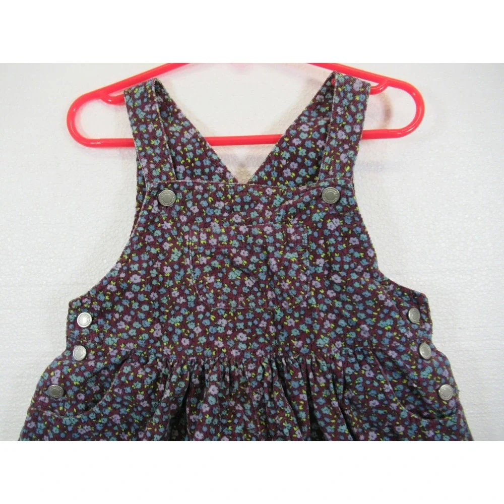 Vintage 90s Gymboree Corduroy Jumper Dress Girls M 3-4 Years Floral